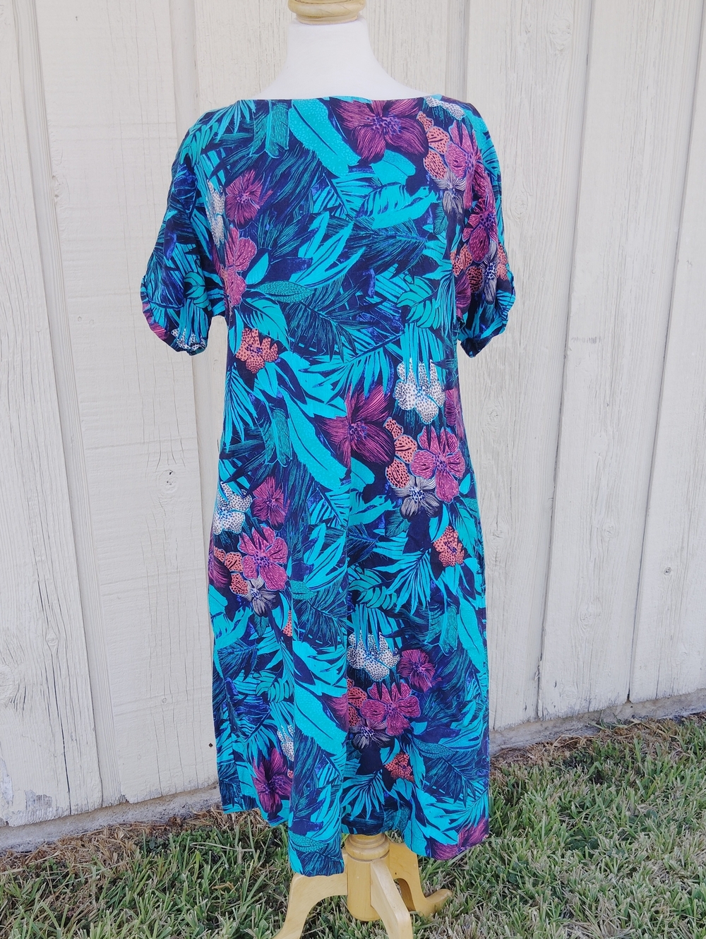 LOFT Teal Floral Maxi Dress with Pink & Purple Accents